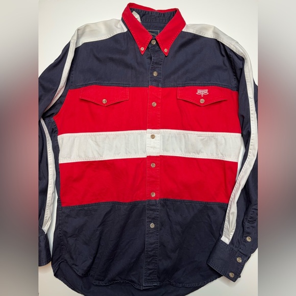 Roper Rodeo Cowboy Western USA Red White Blue Button Up Pocket Size Medium - Picture 6 of 9